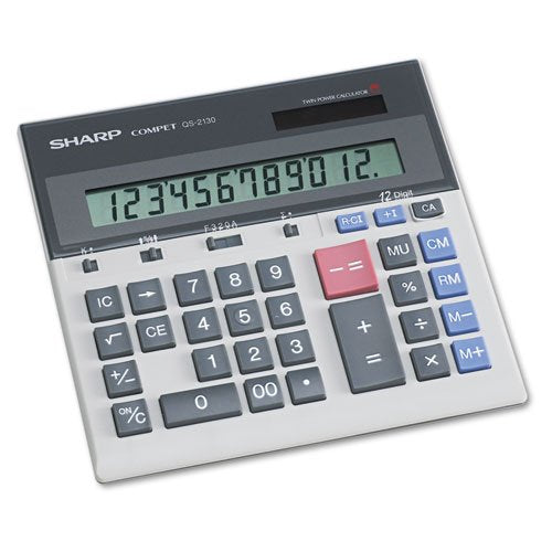 Sharp 12-Dgt Desktop Calculator,Dual Power,7-1/2"x6-7/8"x2-2/3",GY
