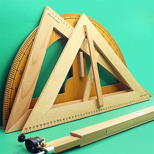FENOKD Circular Gauge Set Solid Wood Teacher' Triangle Board Ruler Protractor Blackboard Multi-Purpose Compass 50Cm Triangle Ruler Set Large Teaching Aids Circle Gauge，