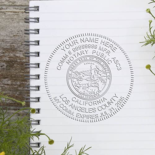 Heavy Duty California Notary Embossing Seal, Long Reach Desk Stamp CA