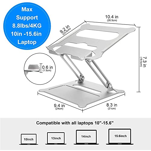 QERTYHJK Laptop Stand Adjustable Notebook Computer Riser Holder for Tablet Portable Aluminum Support