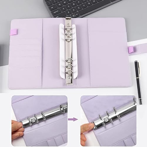 A6 Binder Budget PU Leather PlannerPockets Expense Sheets Notebook Cash Envelope Organizer System with Clear Zipper (Color : 4, Size : As Shown) (2 As Shown)