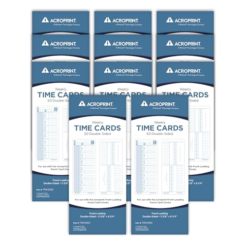Acroprint Totalizing Payroll Recorder Time Cards ES/Green, Pack of 550 (09‑9116‑550)