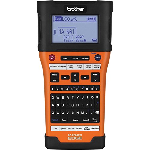 Brother PT-E500 Handheld Industrial Label Printer with PC Connectivity, Orange - 1.2" per Second Print Speed, 24mm Tape Size, 180 dpi, USB Interface, Auto Cut Labeling Tool with Carrycase, Tillsiy