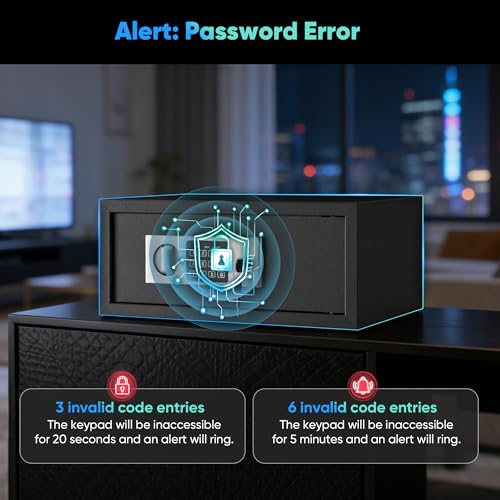 Digital Electronic Money Safe, 0.7 Cubic Feet Safe for Home, Steel Safe Box with Shelf & Keypad & Keys for Documents Valuables, Personal Safe for Office and Hotel, 16.9''W x 14.6”D x 7"H