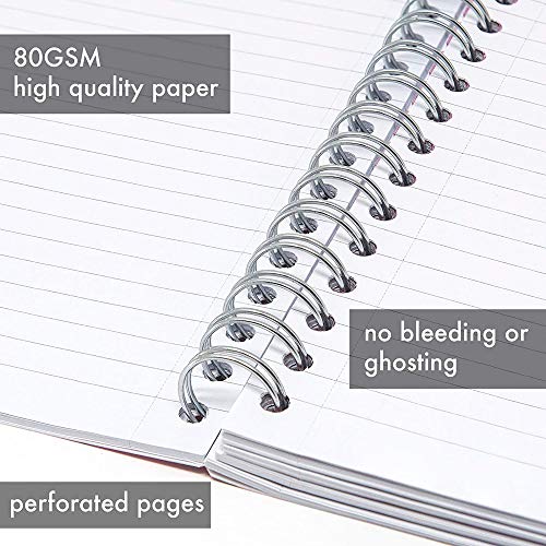 Pukka Pad 5 Subject Spiral Notebook 3-Pack - 200 Pages, 100 Sheets of 80GSM Paper with Repositionable Dividers & Perforated Edges for Office Planning & Organization - B5-7 X 10, Rochelle & Jess