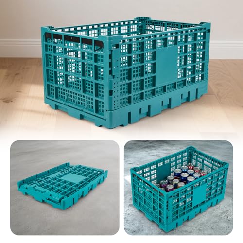 GarveeLife Collapsible Heavy Duty Storage Crates – 52L Stackable Plastic Organizer Bins – Reinforced Handles, Space-Saving – Durable Polypropylene, Holds up to 130 lbs – Office, Home, Camping – 2PCS