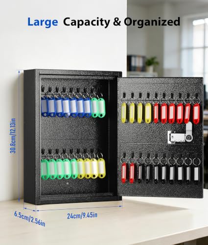 KYODOLED Key Box, 40-Key Lock Box with Combination Lock, Wall Mount, Black