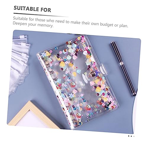 4 Sets A6 Account Bulk Notebooks Clear Zipper Pouches A6 Binders Money Binder A6 Pu Leather Binder A6 Binder Budget Planner Office Accessories Binder Notebook Pocket PVC (Assorted Color 2x2p