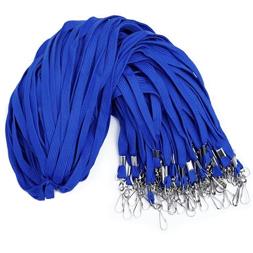 Corpafly 100-Pack Blue Lanyards for ID Badges with Swivel J-Hooks - Versatile Neck Lanyard for Keys, Card Holders, Whistles, and More - Ideal for Offices, Teachers, Kids, and Cruise Ship Cards
