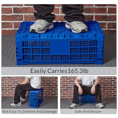 10PCS Collapsible Storage Crates, 52L/14Gal Foldable Plastic Crates