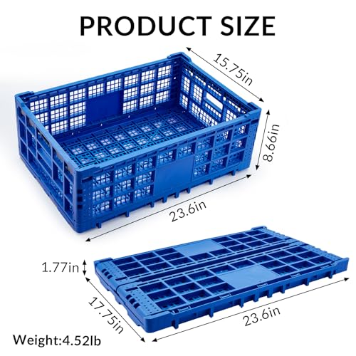 10PCS Collapsible Storage Crates, 52L/14Gal Foldable Plastic Crates