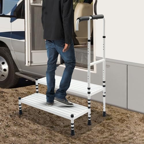 Step Stool with Handle Carbon Steel 2 Step Stool for Seniors Home Kitchen
