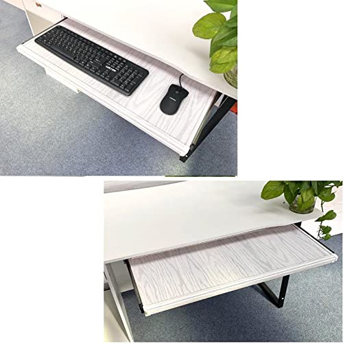 JIQHOHX Under Desk Keyboard Drawer Pull Out Keyboard Platform Ergonomics Tray Keyboard Stand Slide Keyboard Tray 21"/27" Shelves Extension Table (Yellow Oak 68 * 29cm)