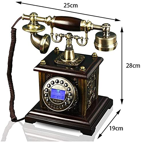 Classic European Retro Landline Telephone Phone Home Retro Engraving Jinhua Button Dial with Display Landline Phone (Color : A)