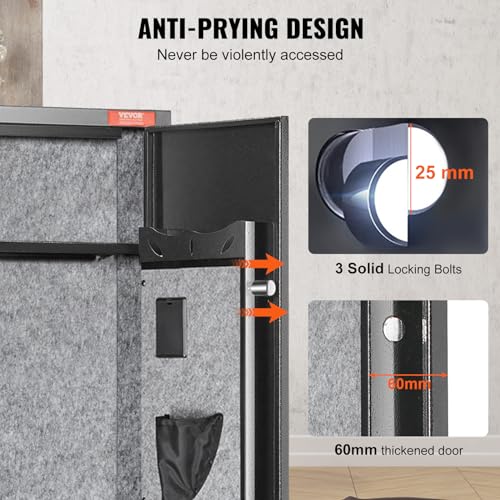 VEVOR 5 Rifles Gun Safe, Rifle Safe with Fingerprint Lock, Quick Access Gun Storage Cabinet for Shotguns with Removable Shelf & Pistol Rack