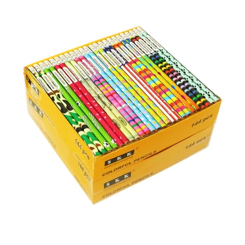 SKKSTATIONERY 288pcs Assorted Colorful Pencils with Eraser
