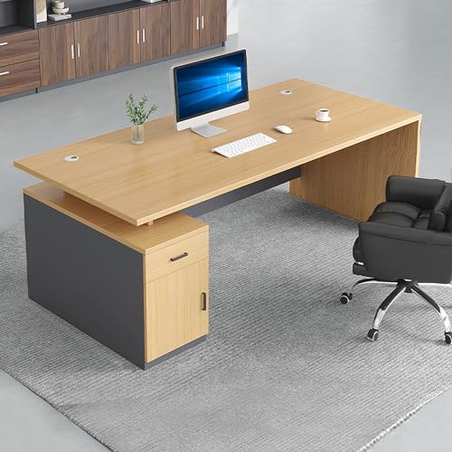 WYBFCWY Executive Office Desk with Storage Cabinet,Large Computer Desk for Home Office,Boss Table,Business Workstation,Modern Manager Desk for Manager,Employee,Home Office