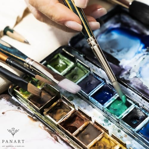 Pan Art Aquarelle Painting Flat Brush, Wood/Metal, Black, No.8