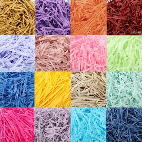 HongJP Shredded gift filler 300g Raffia Paper Raffia Stuffing DIY Wedding Party Gift Box Candy Material Packaging Filling Decoration Crepe Paper
