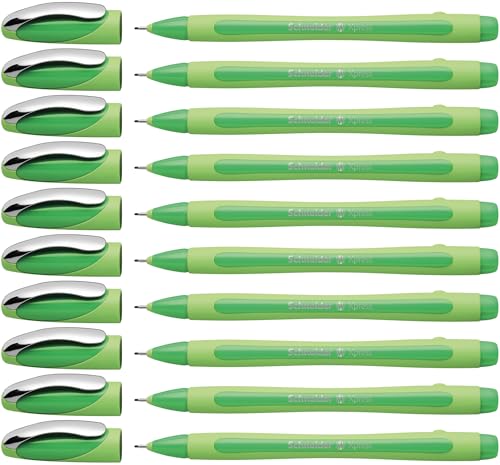 Schneider Xpress Premium Fineliner, 0.8 mm Porous Point, Light Green Barrel, Green Ink, Box of 10 Pens (190004)