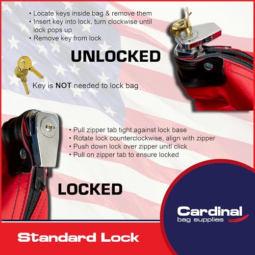 Cardinal bag supplies Locking Canvas Cash Bag, Red, 9 x 12 Inch