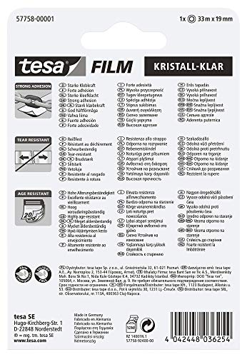 TESA Tesafilm Crystal Clear Adhesive Tape 33m x 19mm Blister