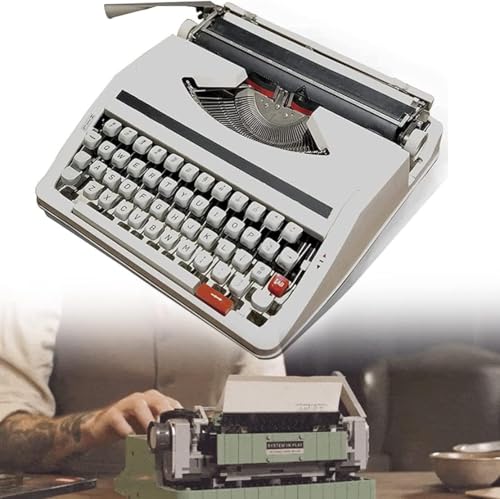 1980 Classic Nostalgia Portable Retro Manual Typewriter, Machinery Word Processing Typewriter, Vintage English Typewriter con Doble Cinta Y Caja Exterior(White)