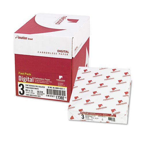 Nekoosa 17392 Fast Pack Digital Carbonless Paper, 8-1/2 x 11, Pink/Canary/White, 2500/Carton