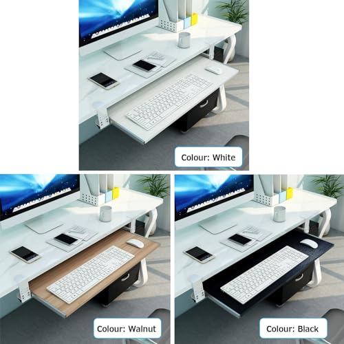 V3VOGUE 3-Colours Wooden Keyboard Tray Clamp-On - Height Adjustable Keyboard Drawers and Platforms - Under Desk Pull Out Keyboard Holder Easy to Intall for Home/Office/School