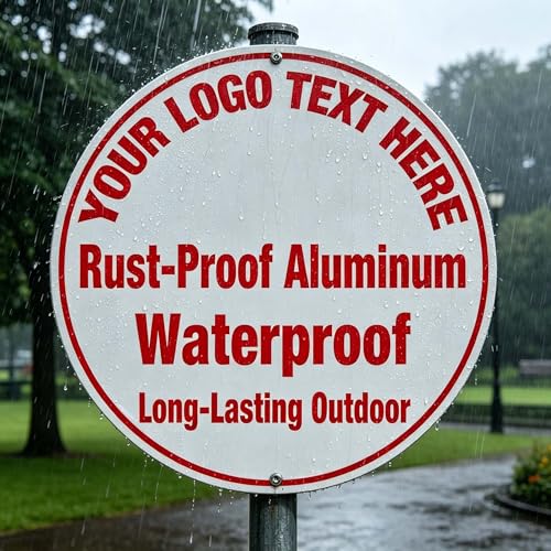 Custom Round Metal Signs Outdoor, 40x40 Inch Personalized Signs for Business, Rust Free Aluminum, UV Ink Printing, Durable/Weatherproof