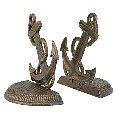 Design Toscano Maritime Anchor Cast Iron Sculptural Bookend Pair