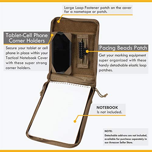 Tactical Notebook Covers Steno Field Pad Cover | Zippered Case for 6" x 9" Notepad | Tactical Organizer for Field Use, Durable Protection for Notes & Documents (Coyote Brown)