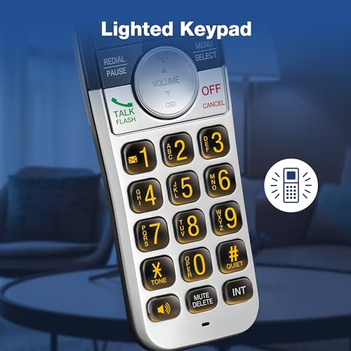 VTech DECT 6.0 Cordless Phone, 3-Handset – Interference-Free Sound, Large Backlit Display, Big Buttons, Caller ID | VG231-3