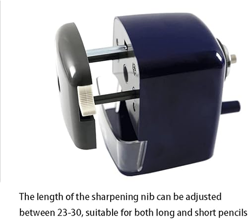 TIANYIA Art School Pencil Sharpener Manual Hand-cranked Shavings Tray with Container Adjustable Pencil Sharpeners for Sketching Black Stationery