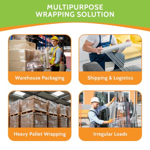 PSBM Blown Stretch Wrap, 8 Rolls 18 Inch x 1000 Feet 120 Gauge Heavy Duty Clear Plastic Wrap Industrial Strength Shrink Film for Moving, Packing & Shipping