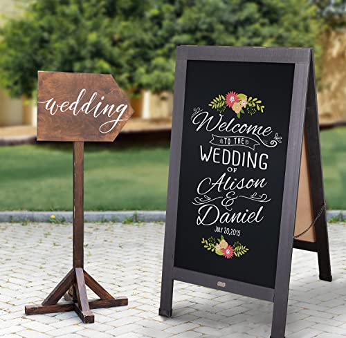 A Frame Chalkboard by HBCY Creations: 24x48 Solid Wood A-Frame Sign Black Double-Sided Magnetic Board, Chalkboard Menu Board, for Restaurants, Cafés, Weddings - Heavy Duty Hinges