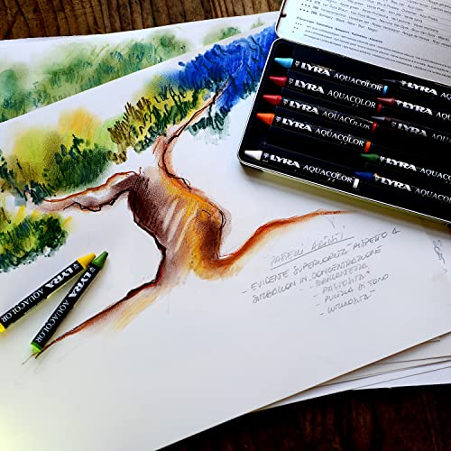 Lyra Aquacolor Water-Soluble Wax Crayons, Set of 48 Crayons, Assorted Colors (5611480)