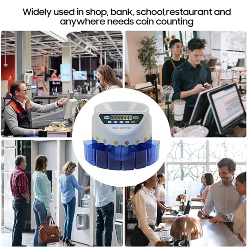 ZOCWJK 220V Electronic Coin Counter Sorter GBP 300 Coins Mini Digital Auto Counting Machine Preset/Total Money Display/Fault Self Check(
