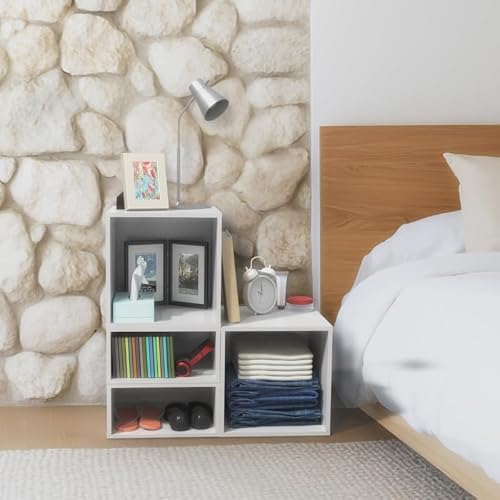 Niche Cubo Half Size Wood Stackable Storage Bookcase Shelf Organizer Cube - 3 Pack - Snow White