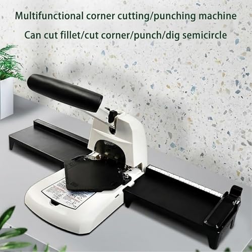 GJOPU Corner Rounder Punch Corner Cutter, Industrial Heavy Duty 2 Holes Paper Puncher with R3.5mm R6mm R10mm Round Corners and 100 Sheets Capacity, for ID Cards, Paper Crafts, Laminating
