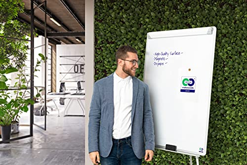 Bi-Office Earth Flipchart Tripod Magnetic Easel, 70 x 100 cm (Euro Size), Lacquered Steel Dry Wipe Surface, Aluminium Frame