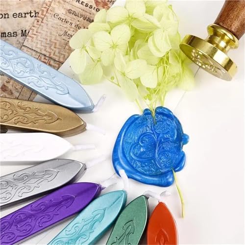 Sealing Wax Sticks 9pcs Convenient DIY Handmade Wax Seal Sticks Antique Sealing Candle with Wick for Postage Letter Retro Vintage Stamp(Cyan)