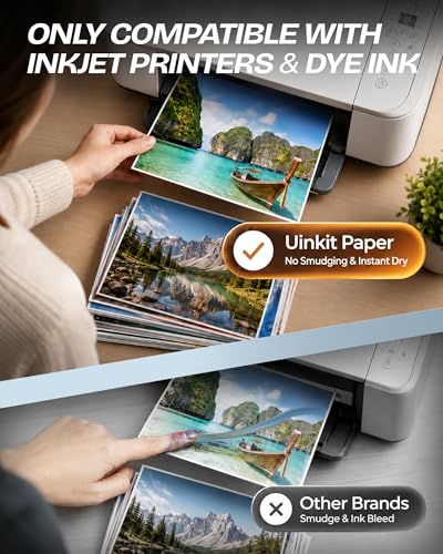 Uinkit Double-Sided Glossy Inkjet Photo Paper 8.5x11, 200 Sheets, 200gsm