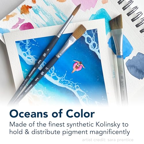Princeton Aqua Elite Prism Brush, Synthetic Bristles, Short Handle Watercolor Paintbrush, Matte Black, Size 12, 1 Count