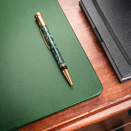 DACASSO Leather Desk Pad Without Side Rails - Luxury Leather Desk Blotter for Writing - Executive Desk Surface Protector - (Dark Green, 20" x 16")