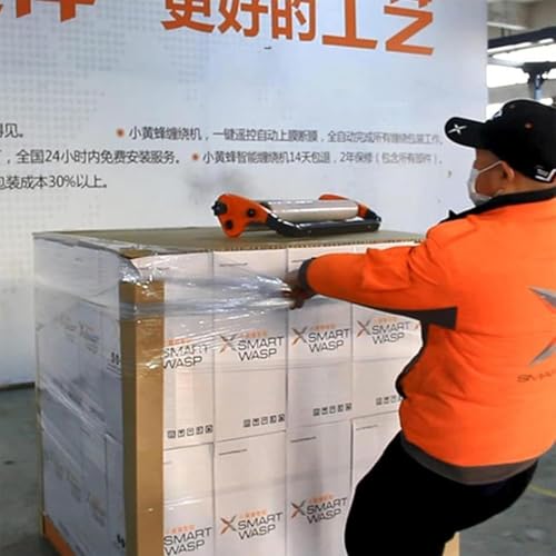 Manual Stretch Film Wrapping Bundling Strapping Machine, Stretch Film Dispenser, Film Width 50cm for Parcel Carton Box Luggage Warehouse