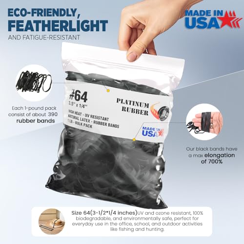 #64 High Heat UV Resistant Rubber Bands, 3.5 x 1/4", Black