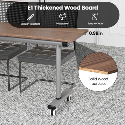Velmorix Folding Conference Table with Wheels, Mobile Flip-Top Training Table, Modular Space-Saving Meeting Table for Office, Classroom, Seminar, Library (2, Walnut, 47IN)