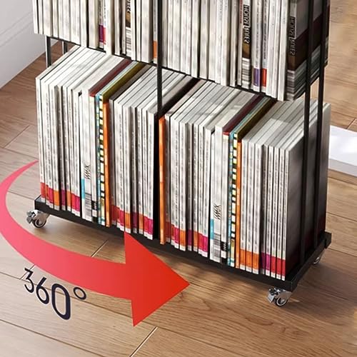 UVCMDUI Mobile Bookshelf with Wheels, Metal Rolling Utility Book Cart for Narrow Space Storage, Flexible Mute Movement Book Rack Storage Bookshelf for School Classroom Home,White
