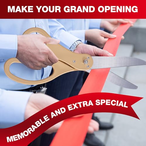 COMSIS Ribbon Cutting Ceremony Kit - 20" Giant Scissors & 30'L x 4"W Ribbon